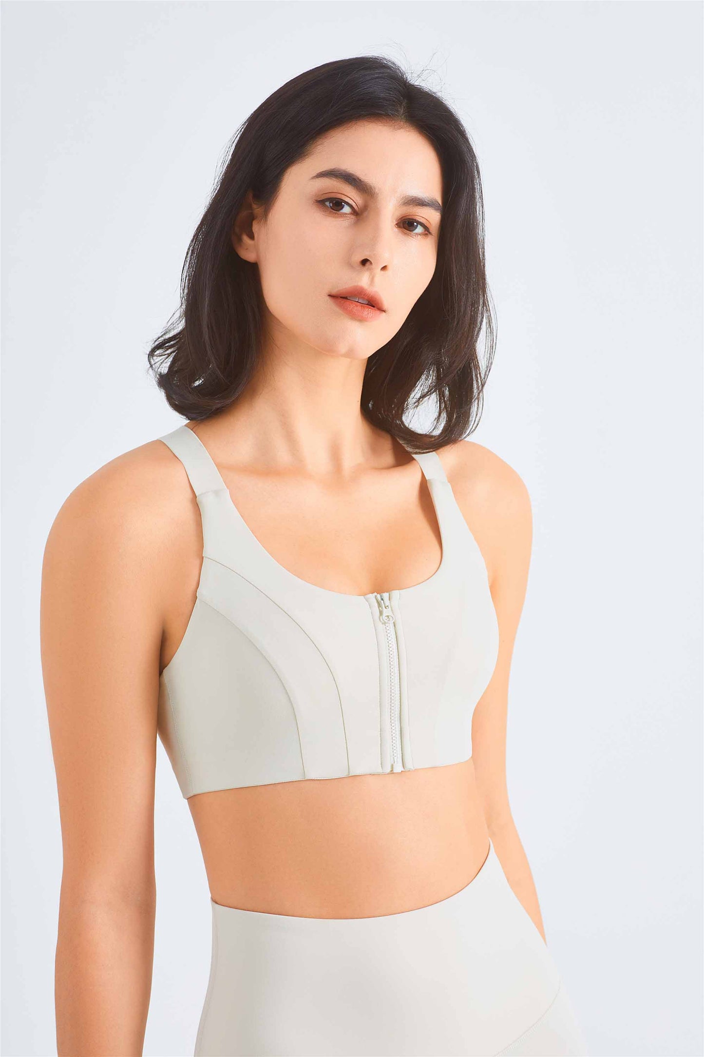 WX1451-LC Lycra front zipper shock-absorbing push-up Sports bra Women's adjustable running fitness vest Sports bra