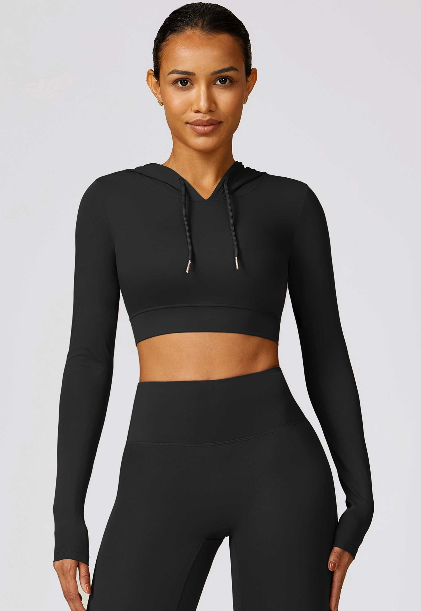 HR8579-3-Spring quick-drying long-sleeved yoga training outdoor running sports T-shirt with hooded fitness top
