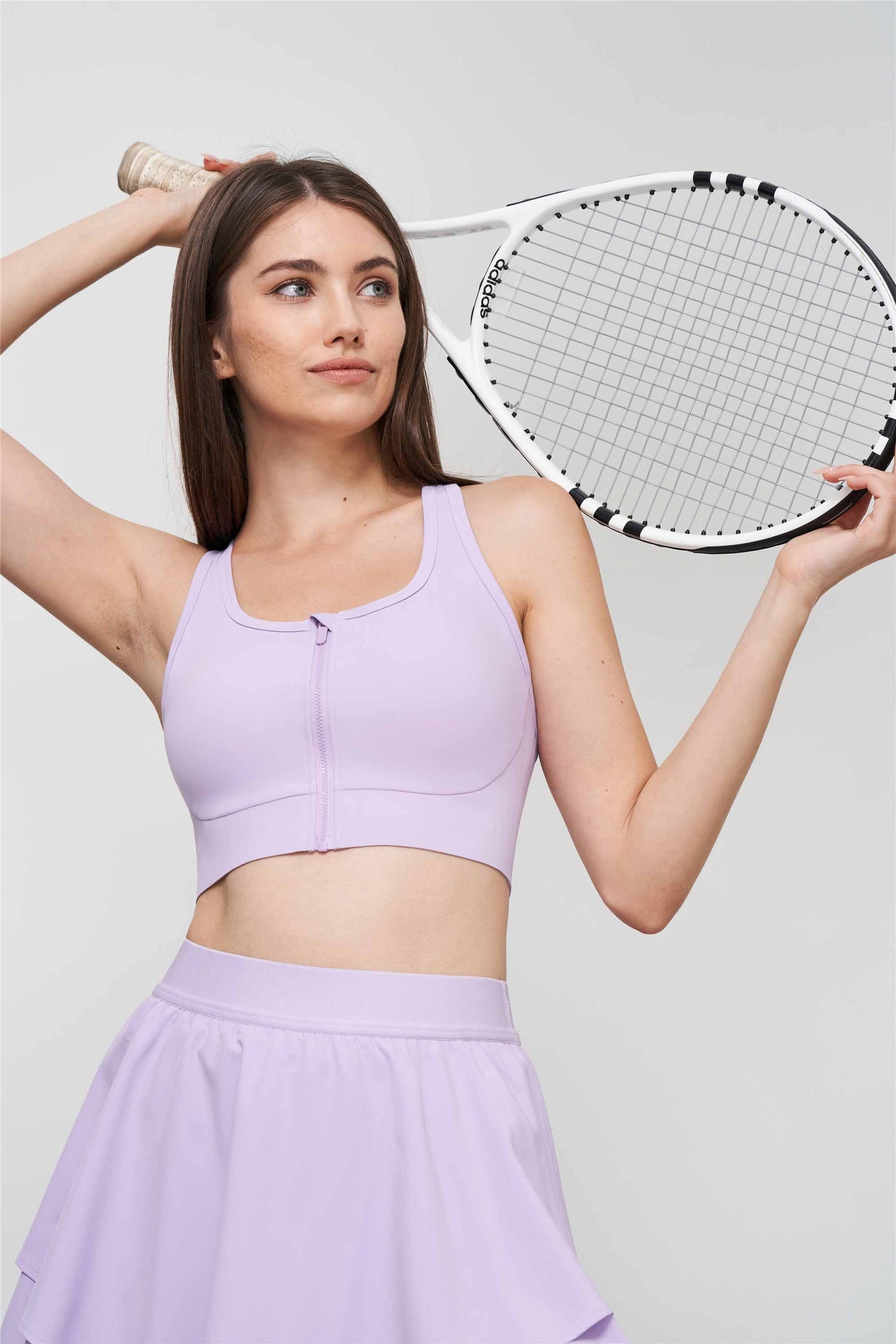WX1547-SSLC LyCRa zipper sports underwear Women's one-piece fixed cup fitness vest hollow back yoga bra