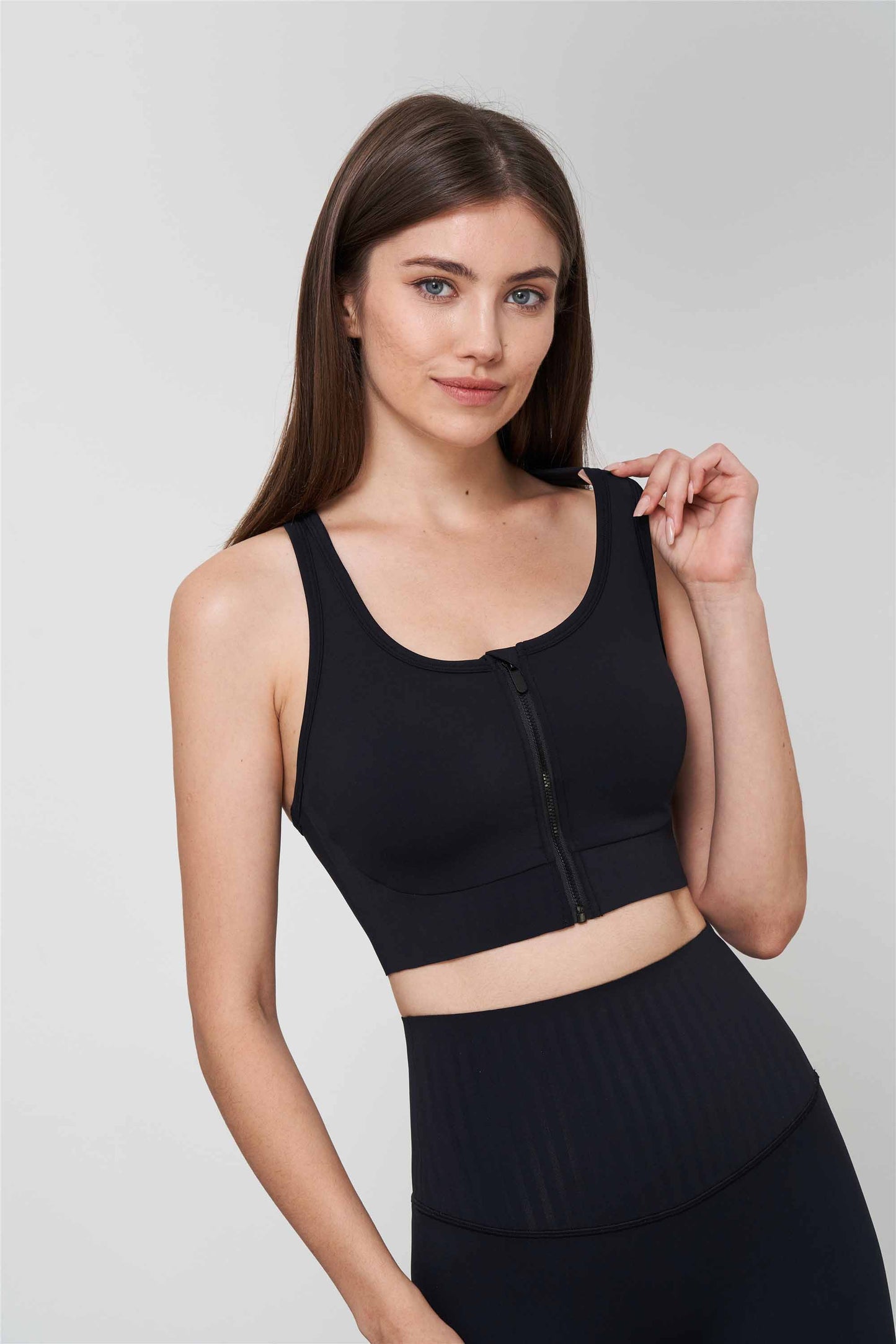 WX1547-SSLC LyCRa zipper sports underwear Women's one-piece fixed cup fitness vest hollow back yoga bra