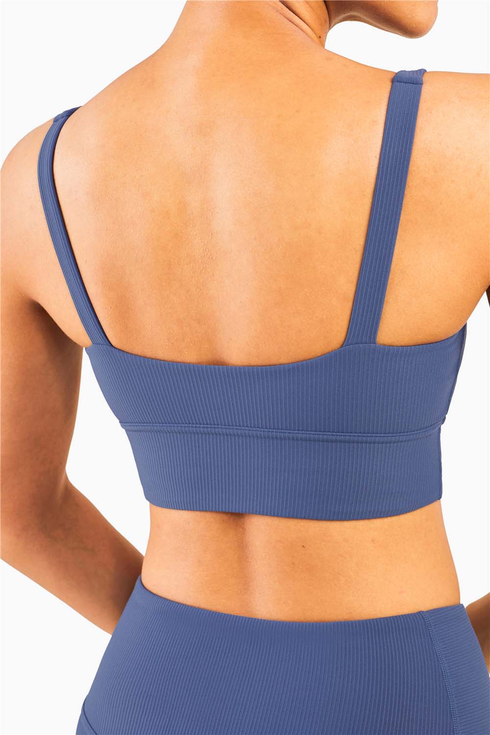 WX1285-FPS ribbed nude sports underwear Europe and the United States new sports halter vest type fitness training yoga bra women