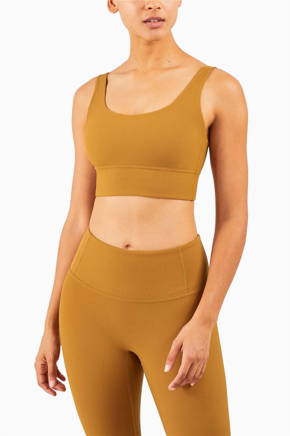 WX1285-FPS ribbed nude sports underwear Europe and the United States new sports halter vest type fitness training yoga bra women