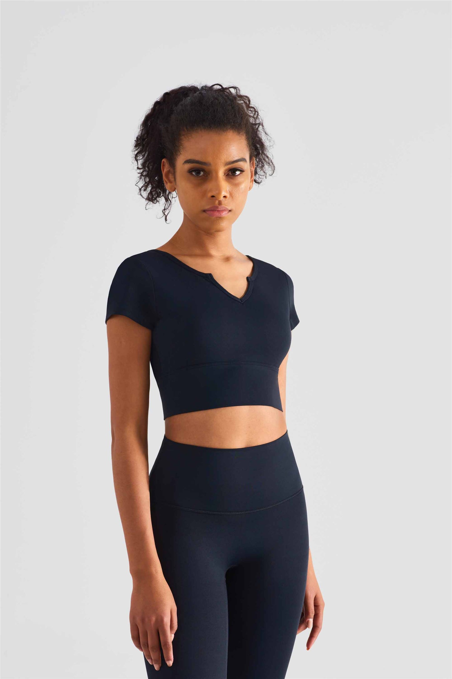 TXB1440-NULS Yoga dress short sleeve with chest cushion sexy V-neck fitness vest cross Europe and the United States to wear sports T-shirt women