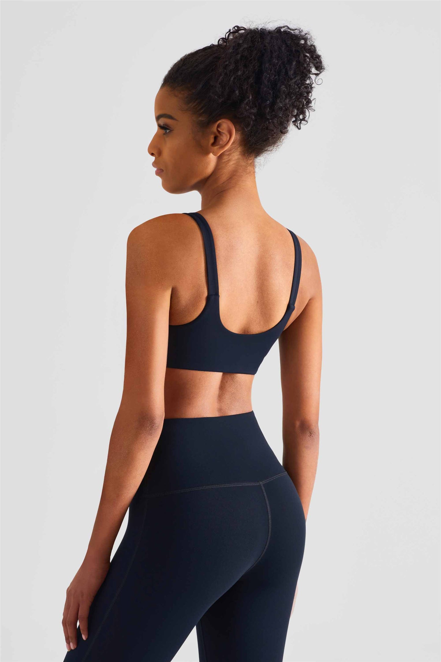 WX1436-LC Lycra medium strength fitness vest nude deep U Cross border sports bra square collar Yoga underwear