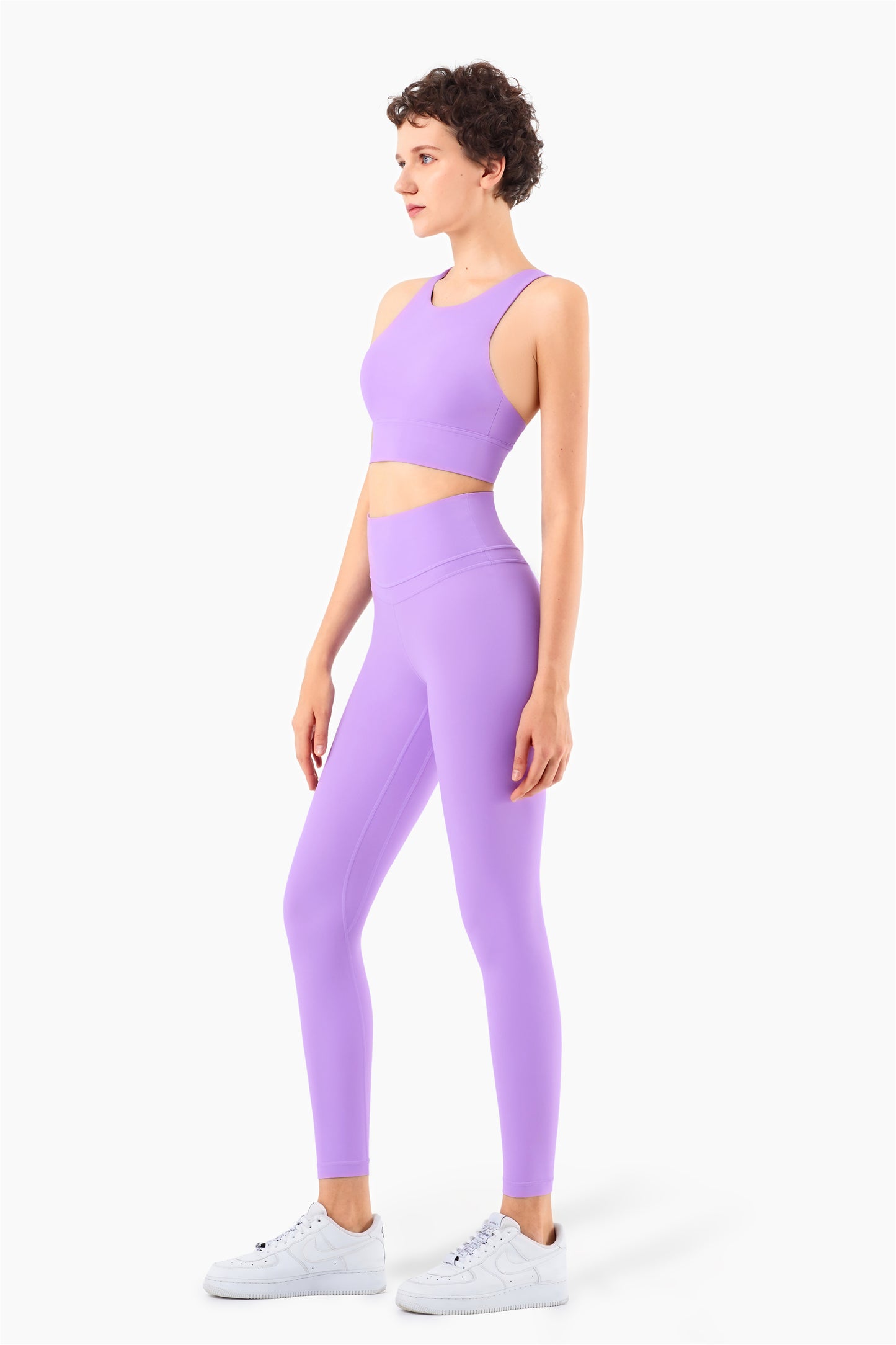 WX1232-NULS Chaleco de yoga desnudo europeo y americano, ropa interior deportiva de resistencia media, parte de atrás bonita Eiffel, sujetador de yoga y fitness con cuello alto