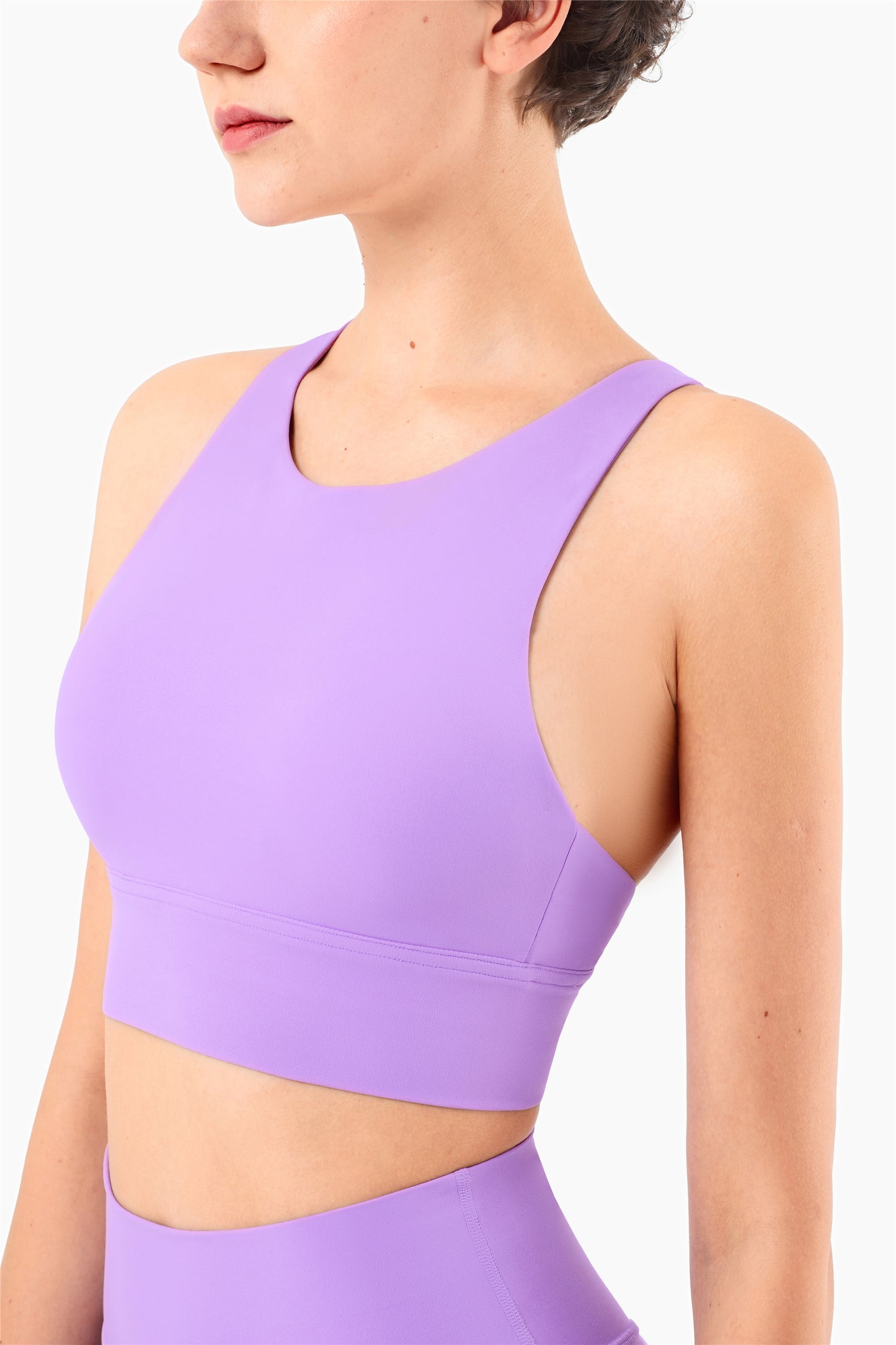 WX1232-NULS Chaleco de yoga desnudo europeo y americano, ropa interior deportiva de resistencia media, parte de atrás bonita Eiffel, sujetador de yoga y fitness con cuello alto