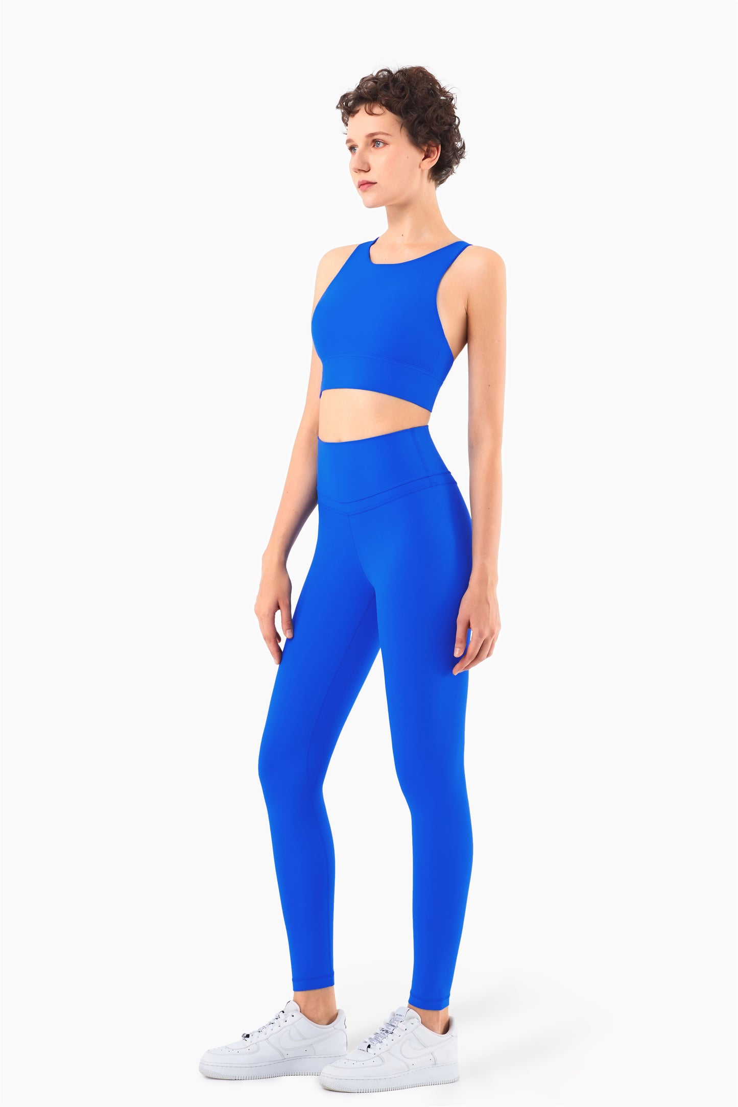 WX1232-NULS Chaleco de yoga desnudo europeo y americano, ropa interior deportiva de resistencia media, parte de atrás bonita Eiffel, sujetador de yoga y fitness con cuello alto