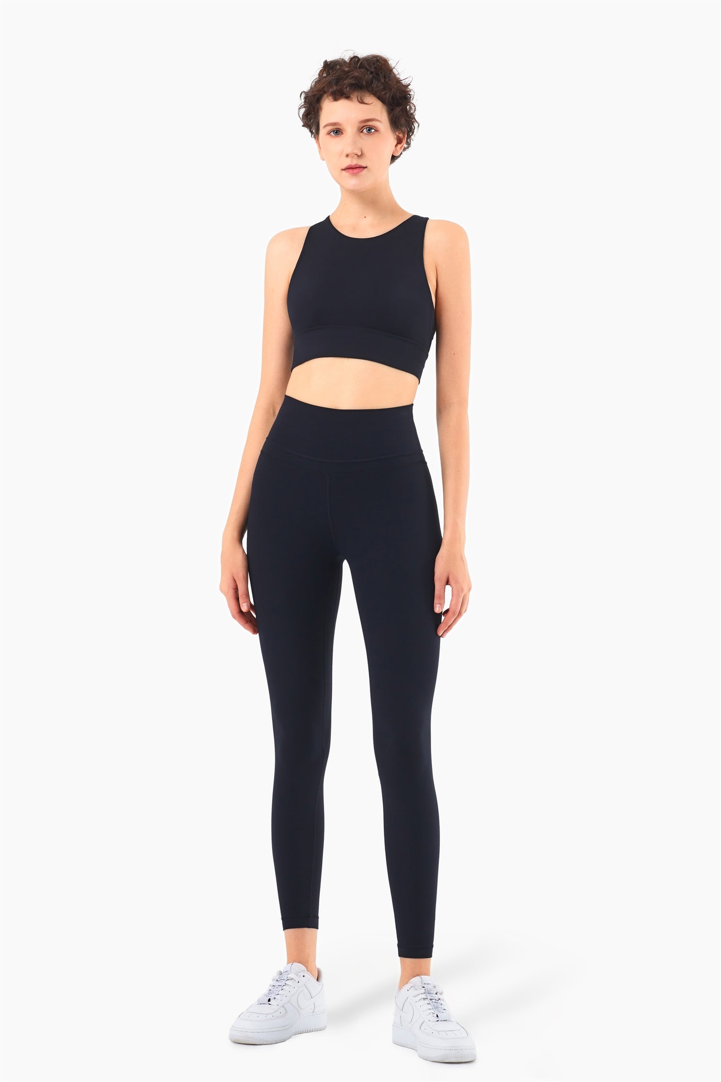 WX1232-NULS Chaleco de yoga desnudo europeo y americano, ropa interior deportiva de resistencia media, parte de atrás bonita Eiffel, sujetador de yoga y fitness con cuello alto