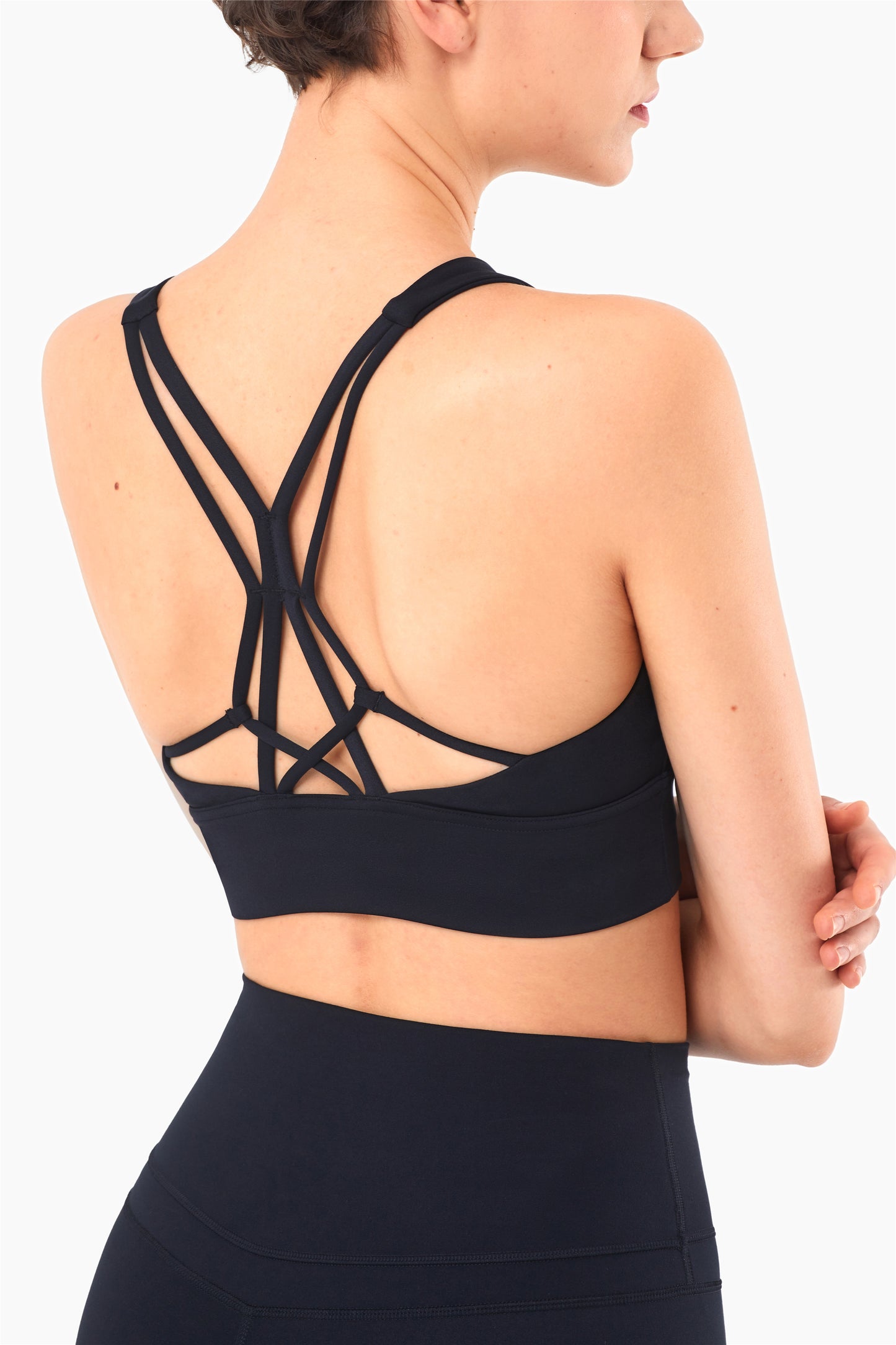 WX1232-NULS Chaleco de yoga desnudo europeo y americano, ropa interior deportiva de resistencia media, parte de atrás bonita Eiffel, sujetador de yoga y fitness con cuello alto