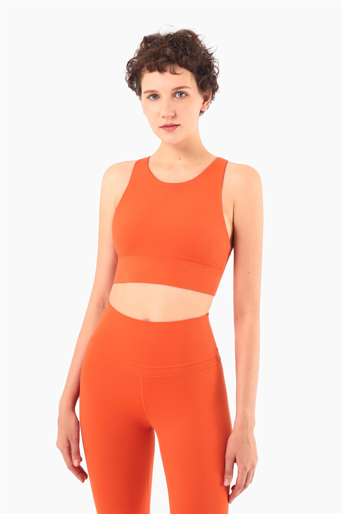 WX1232-NULS Chaleco de yoga desnudo europeo y americano, ropa interior deportiva de resistencia media, parte de atrás bonita Eiffel, sujetador de yoga y fitness con cuello alto