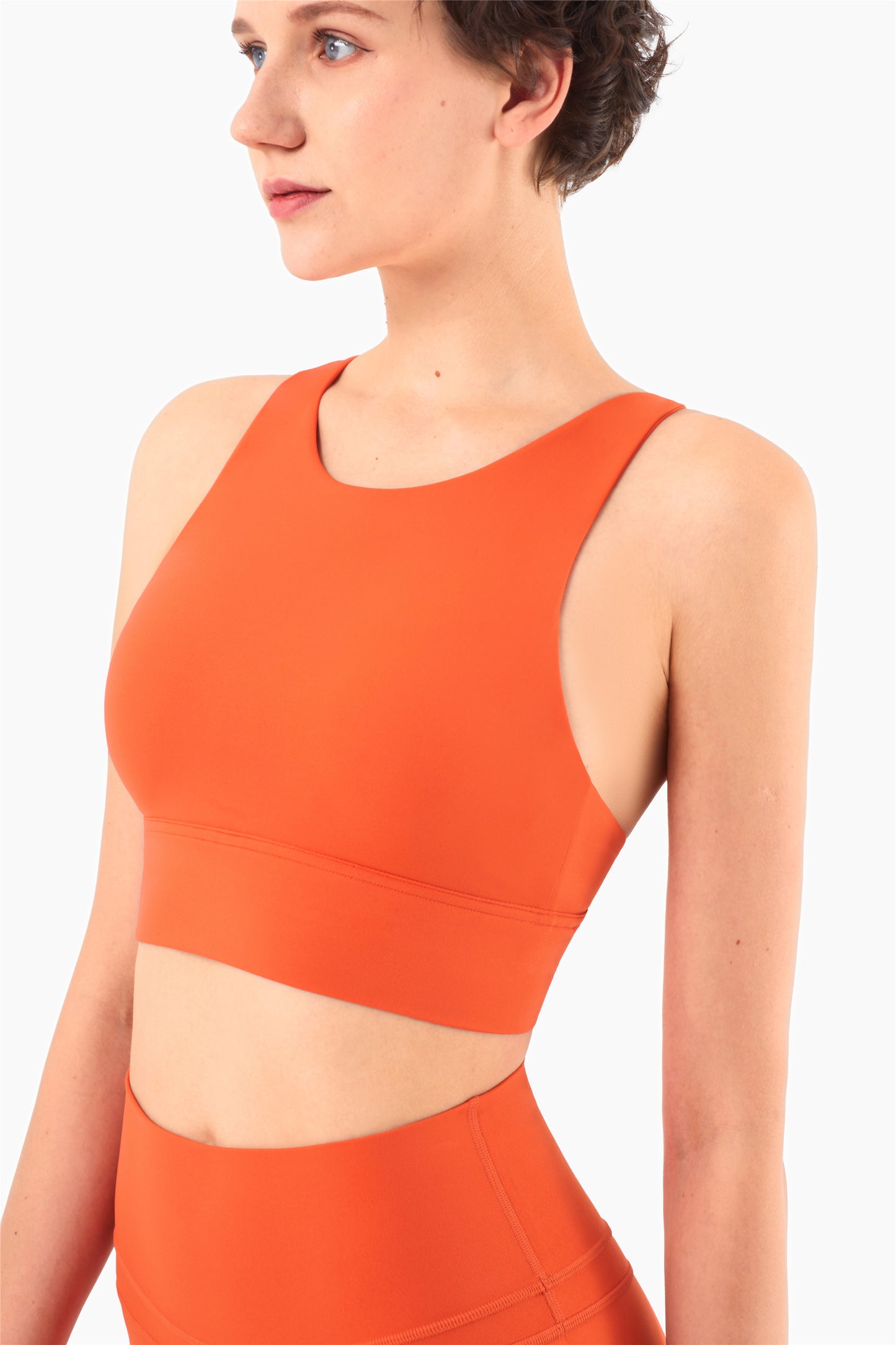 WX1232-NULS Chaleco de yoga desnudo europeo y americano, ropa interior deportiva de resistencia media, parte de atrás bonita Eiffel, sujetador de yoga y fitness con cuello alto