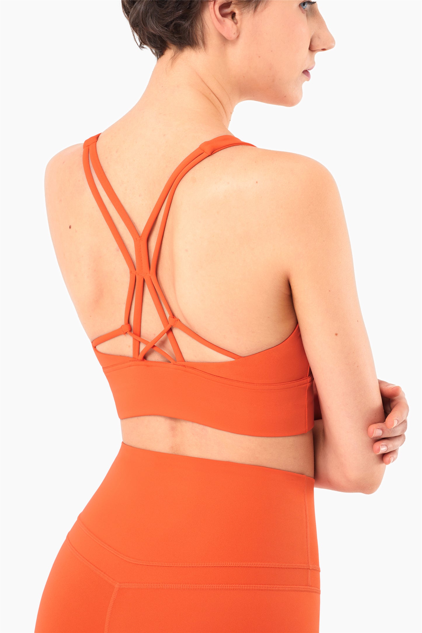 WX1232-NULS Chaleco de yoga desnudo europeo y americano, ropa interior deportiva de resistencia media, parte de atrás bonita Eiffel, sujetador de yoga y fitness con cuello alto