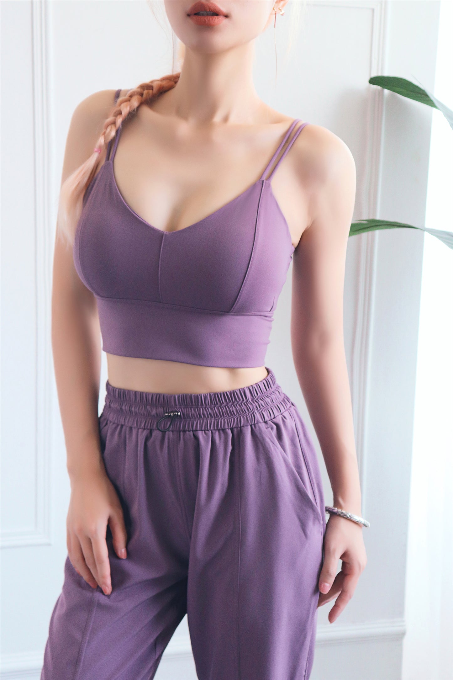 WX1210-BR nuevo chaleco doble halter europeo y americano, ropa interior deportiva para mujer, copa tridimensional, sujetador de yoga con espalda a la moda