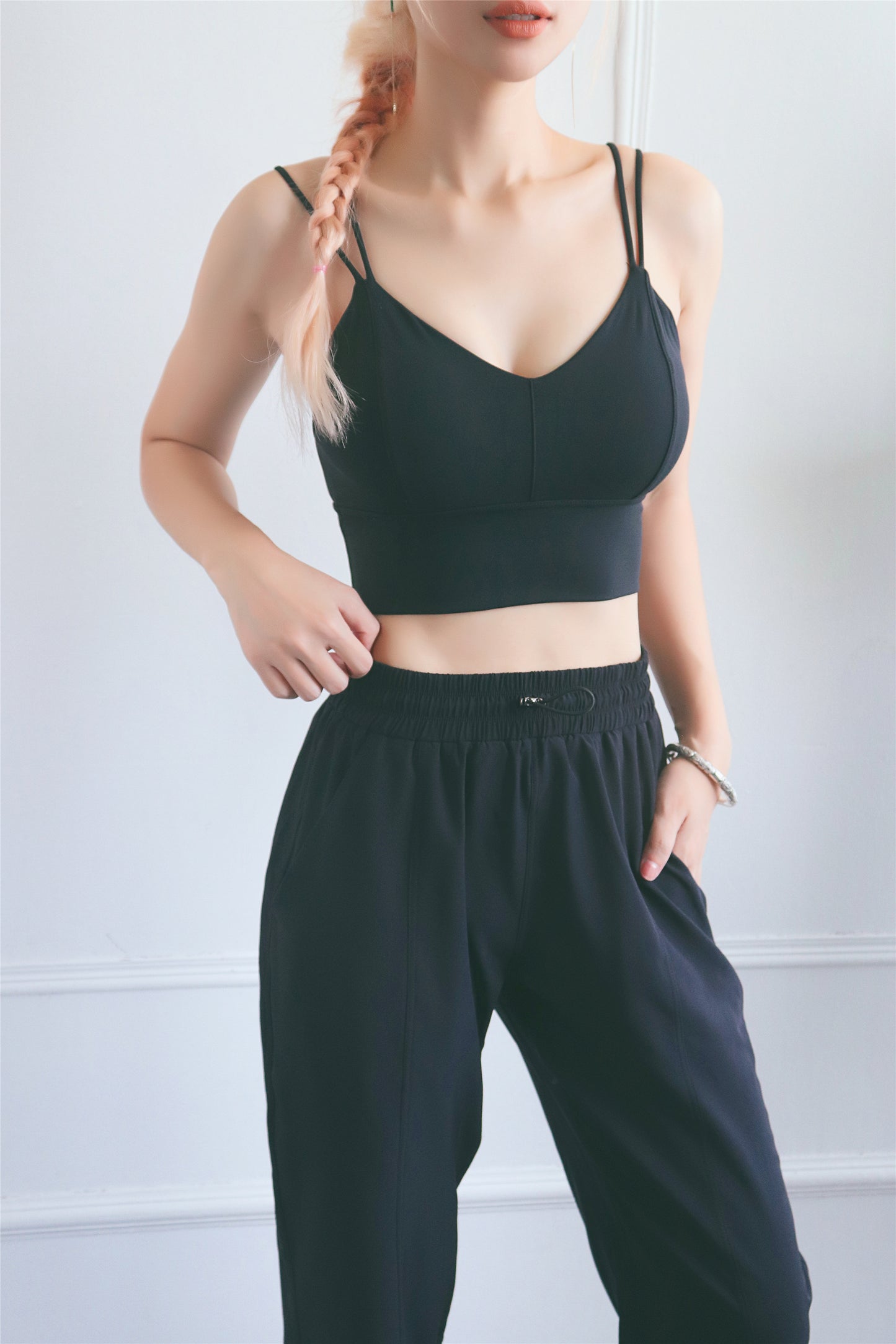 WX1210-BR nuevo chaleco doble halter europeo y americano, ropa interior deportiva para mujer, copa tridimensional, sujetador de yoga con espalda a la moda