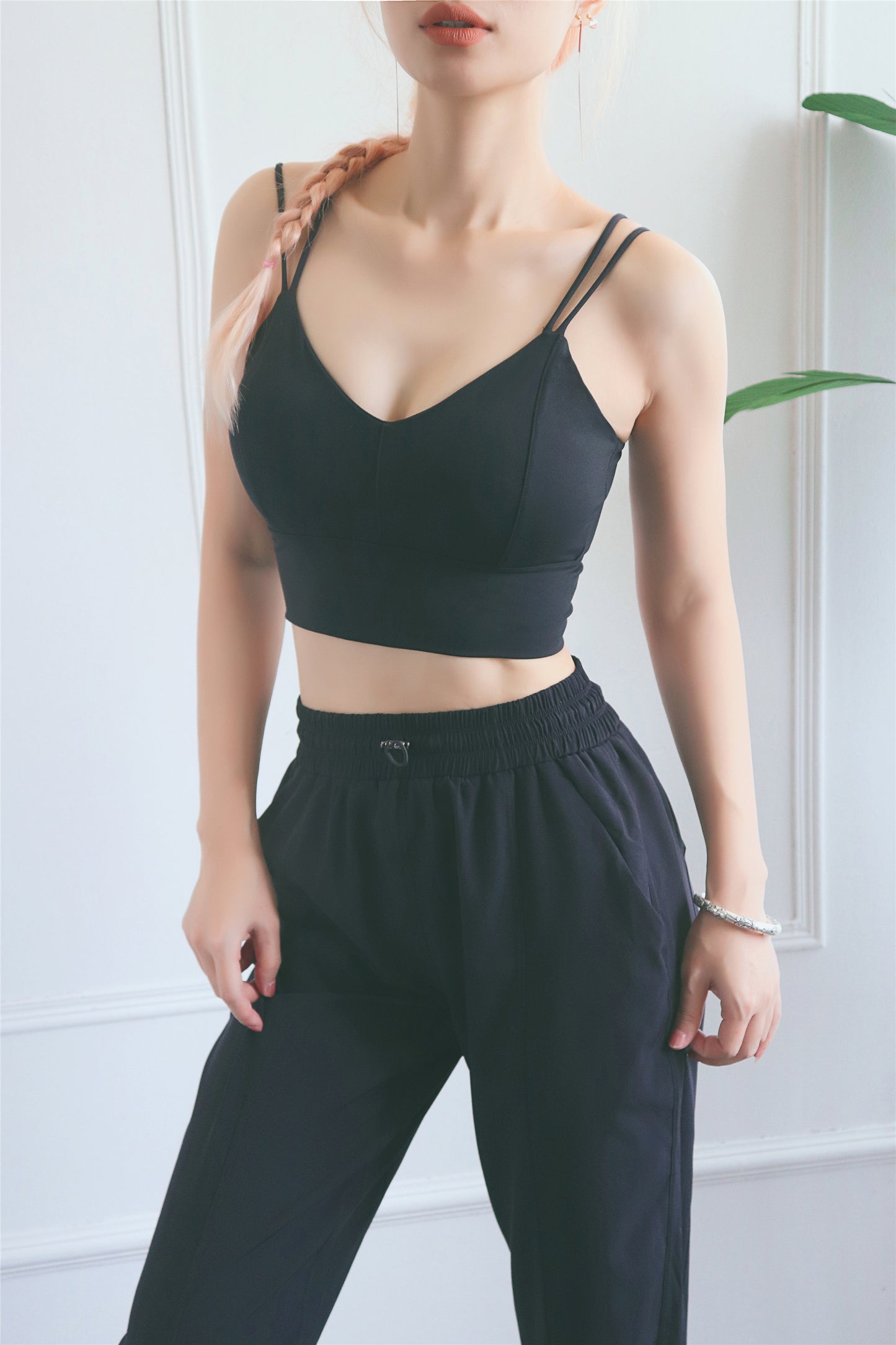 WX1210-BR nuevo chaleco doble halter europeo y americano, ropa interior deportiva para mujer, copa tridimensional, sujetador de yoga con espalda a la moda