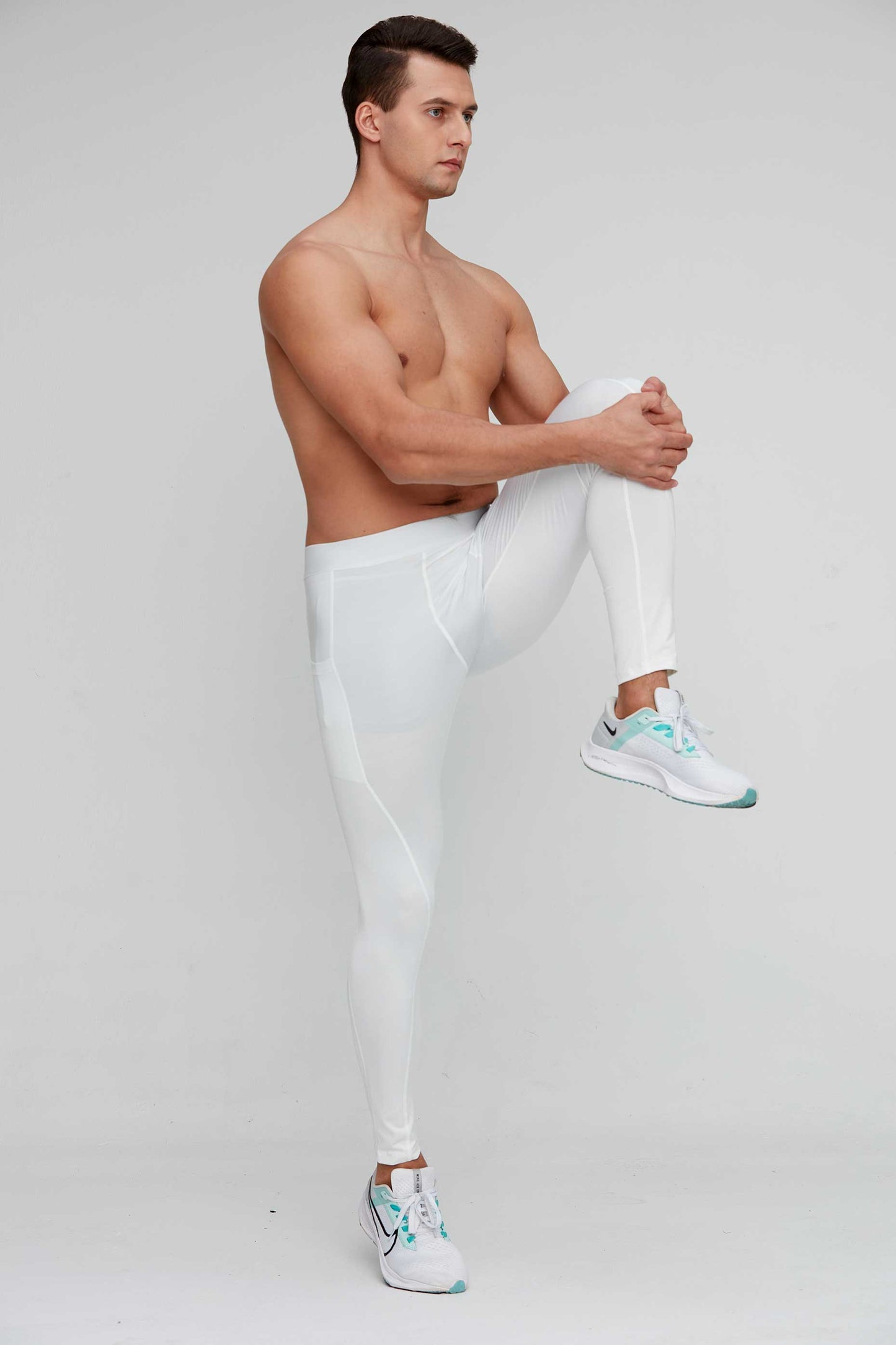 HRYTG1005-Men's leggings Fitness running training pants Cross-border breathable quick-drying stretch side pocket leggings