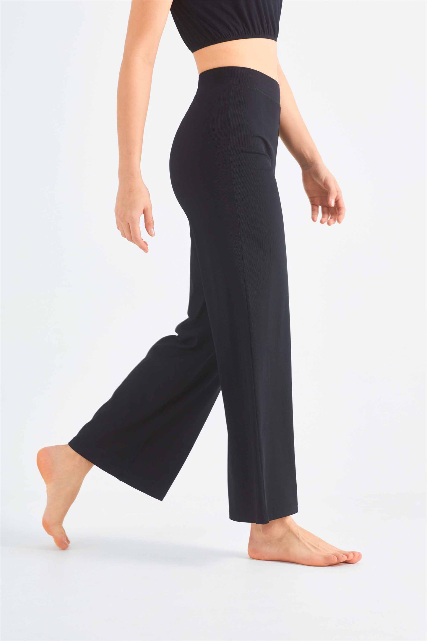 CK1456-DRIB thin ribbed sunblock cool loose wide leg pants with waist yoga pants sports casual drawstring girdle pants for women