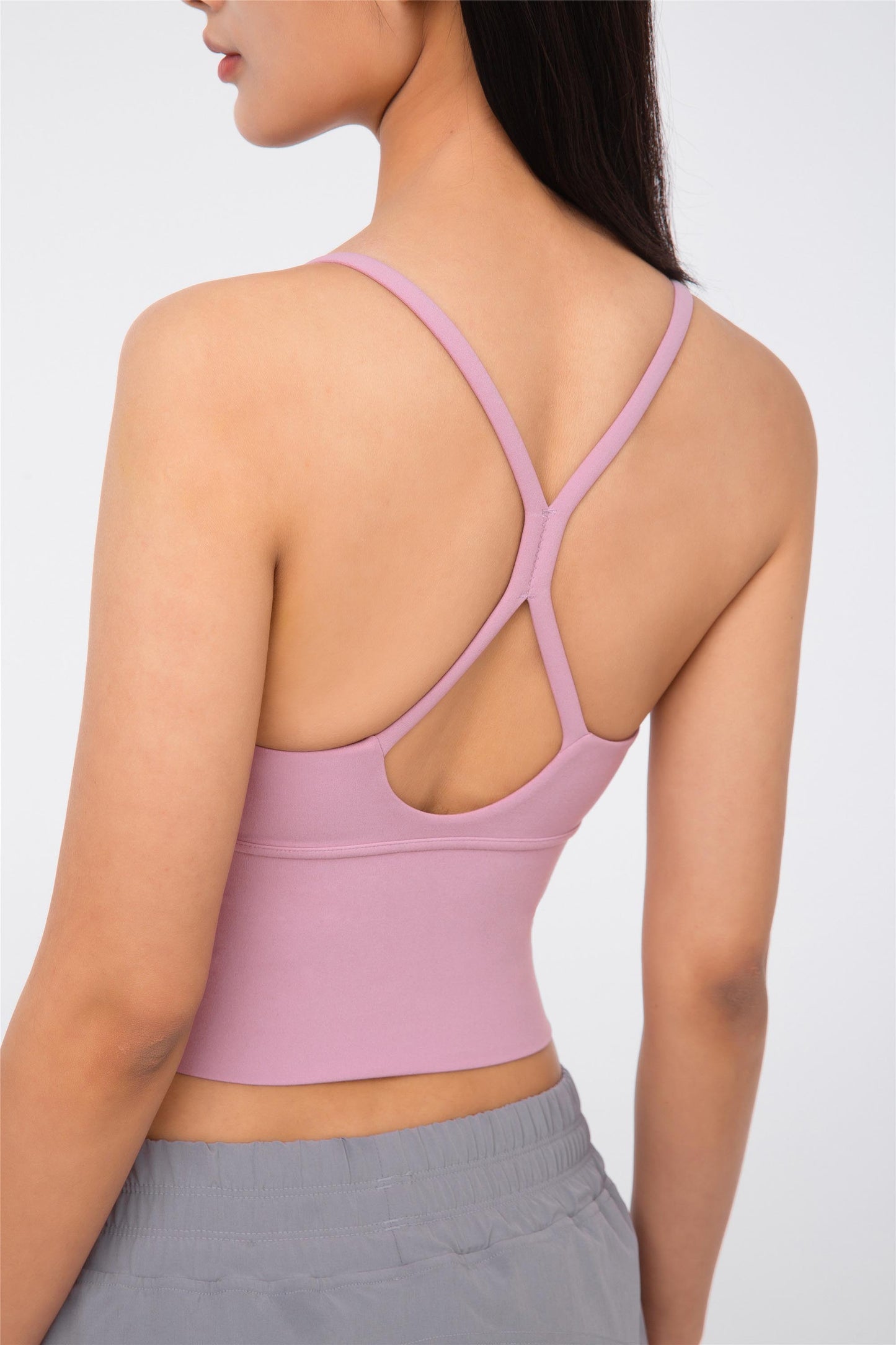 WX1258-NULS Nude Yoga vest Summer Cross back Belly Tuck Sports underwear Fitness halter bra Yoga wear women