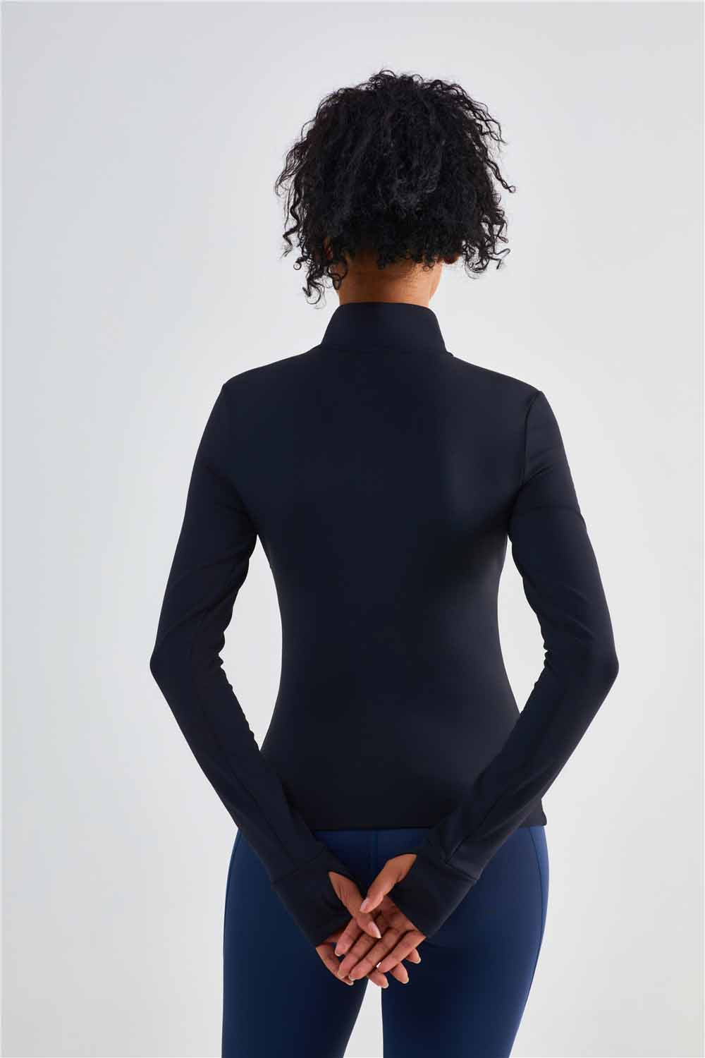 WT1478-Warm shell autumn and winter cashmere yoga suit women's thick warm slim fitness suit chest line half zip tight yoga coat