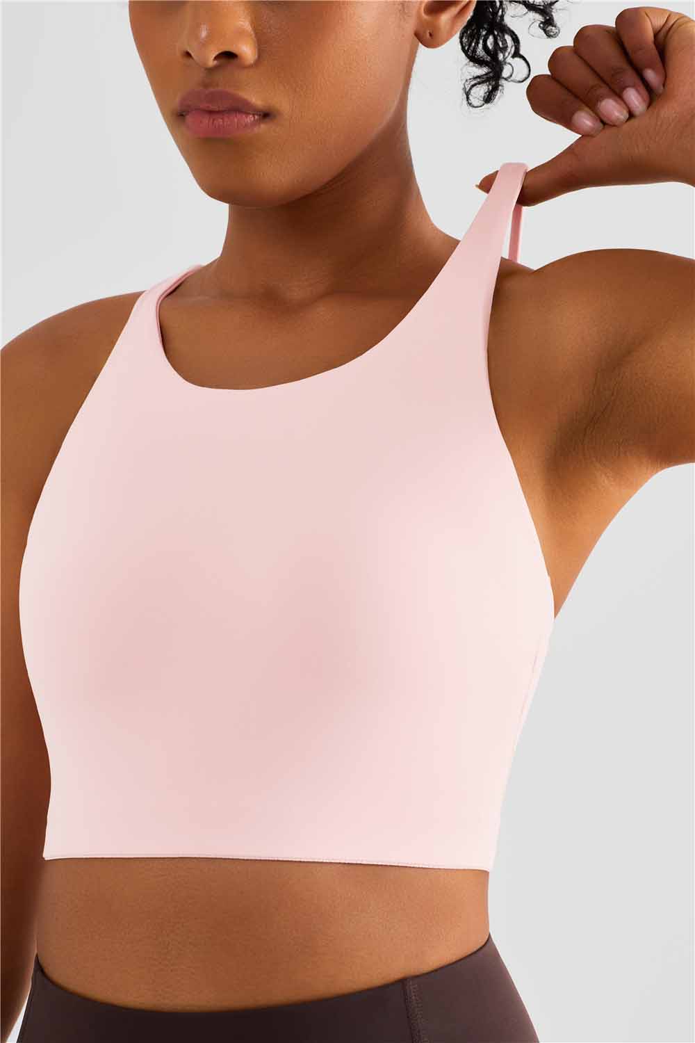 WX1483-Light Nuls Skin-friendly Nude Sports vest Cross Back Slimming Yoga Bra women's push-up sports underwear