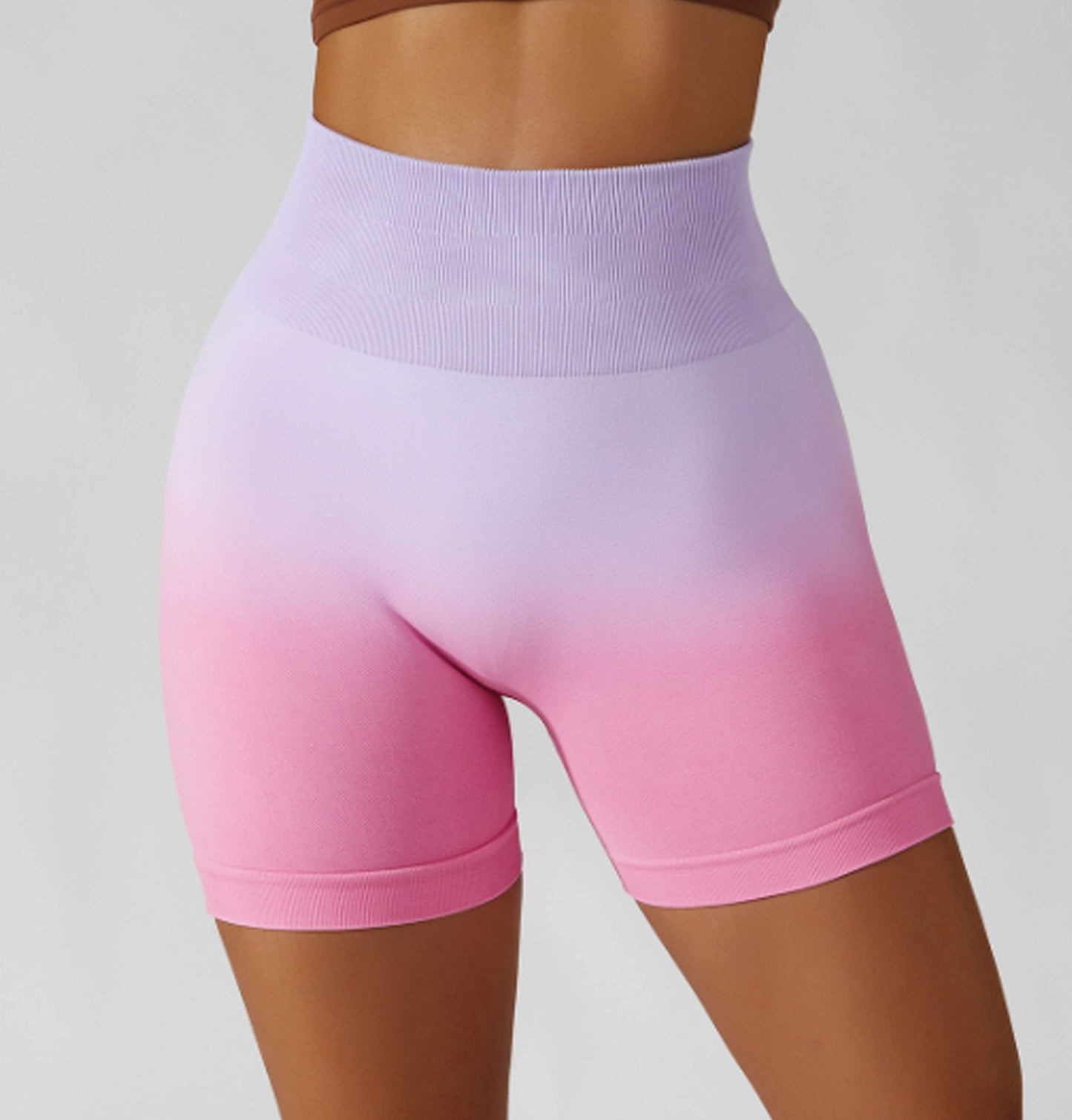 HR6406-European and American gradient seamless yoga shorts, breathable and tight-fitting sports shorts for women, high-waisted elastic butt-lifting fitness pants