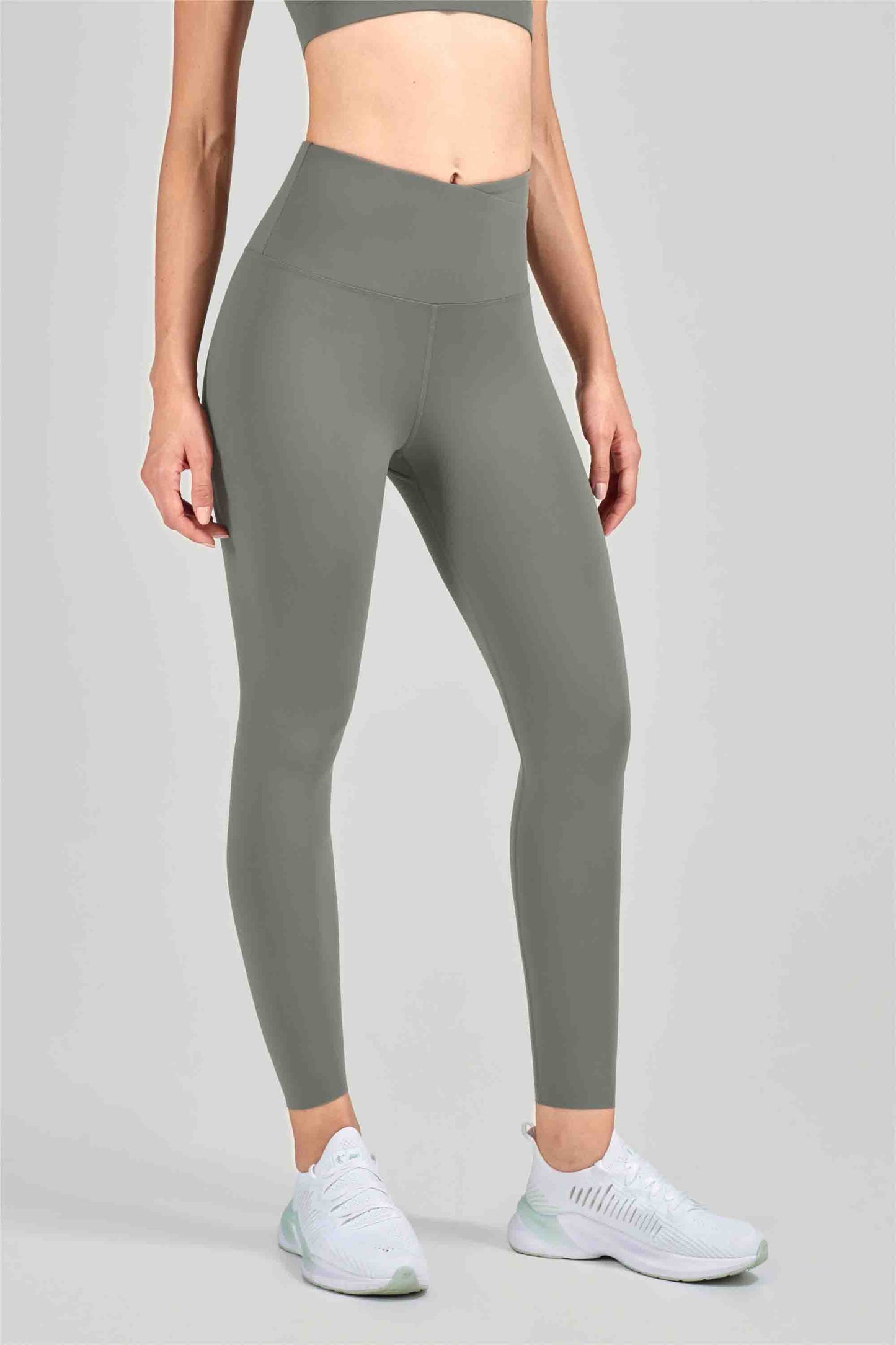 CK1324-Brushed yoga pants women Europe and the United States naked crossover waist thickening yoga wear seamless foot mouth peach butt fitness pants