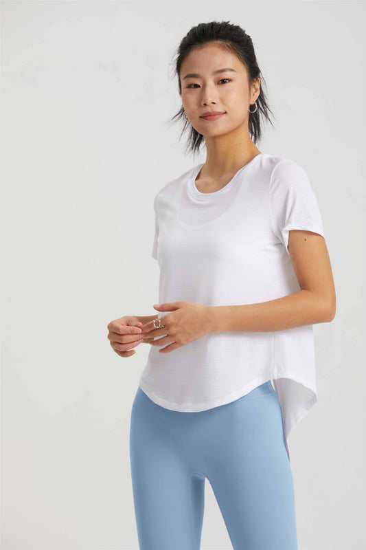 TX1516-Cool sense yoga smock light breathable spring and summer 2023 new open casual round neck short-sleeved T-shirt women