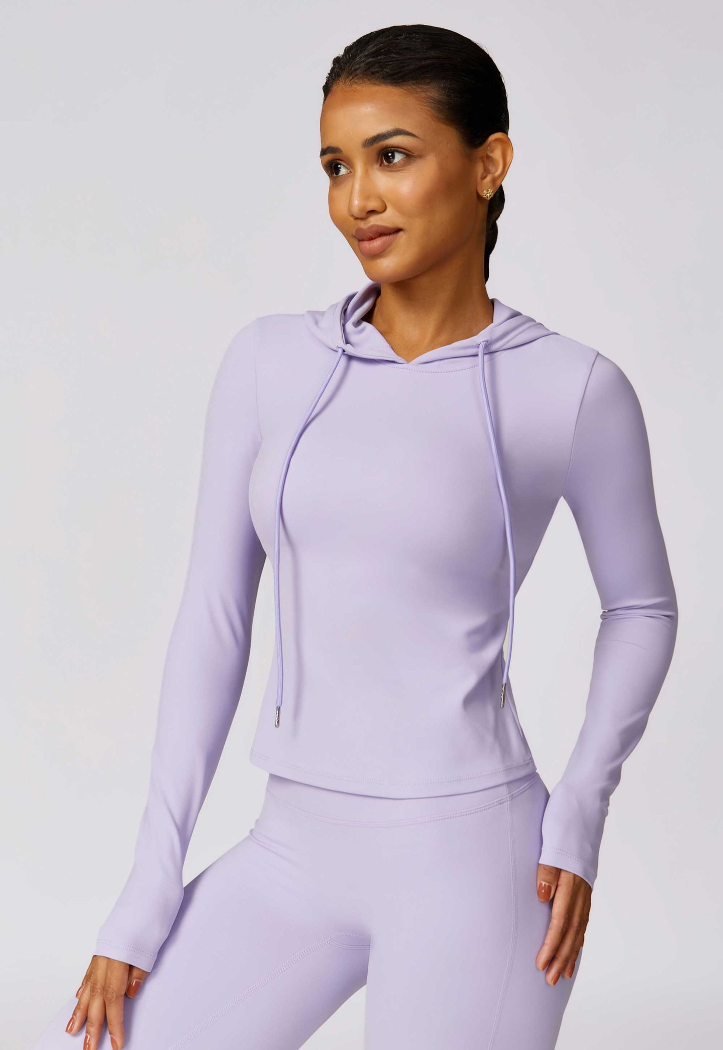 HR8579-2-Hooded quick-drying long-sleeved yoga suit, warm and casual fitness clothing, tight-fitting T-shirt for sports and running