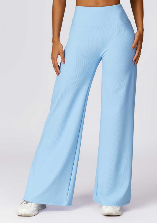 HR8526-1-Threaded high-waisted casual pants for women, versatile straight wide-leg pants for outdoor wear, quick-drying loose-fitting athletic trousers