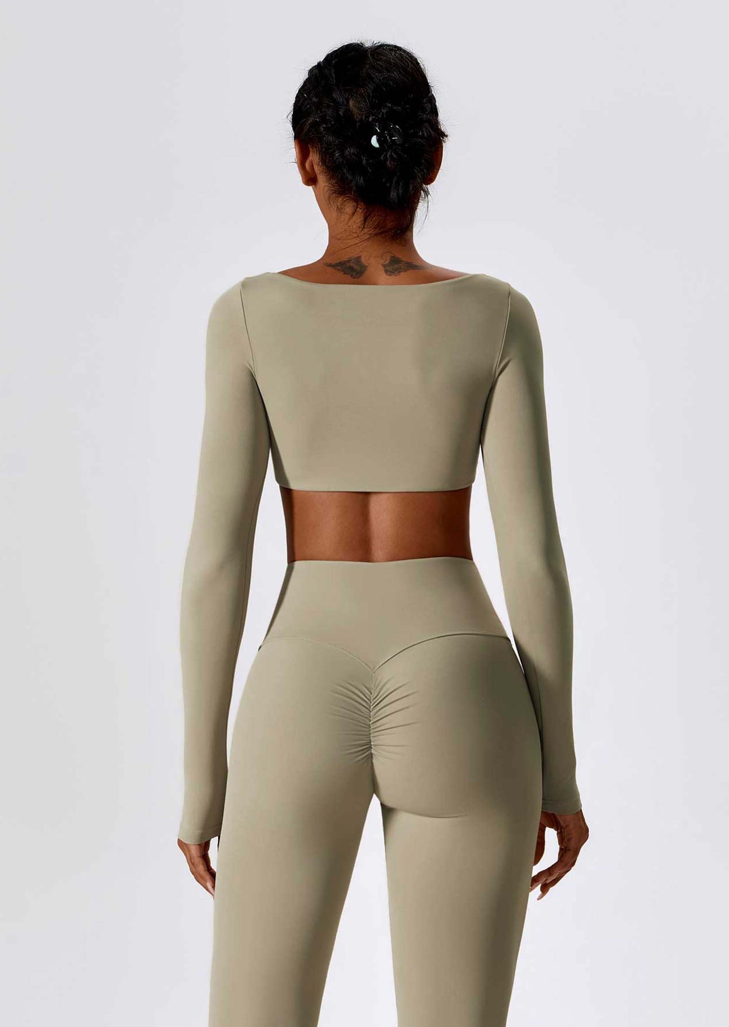 HR8232-2-Sexy long-sleeved yoga suit, outdoor running sports T-shirt, quick-drying tight fitness top