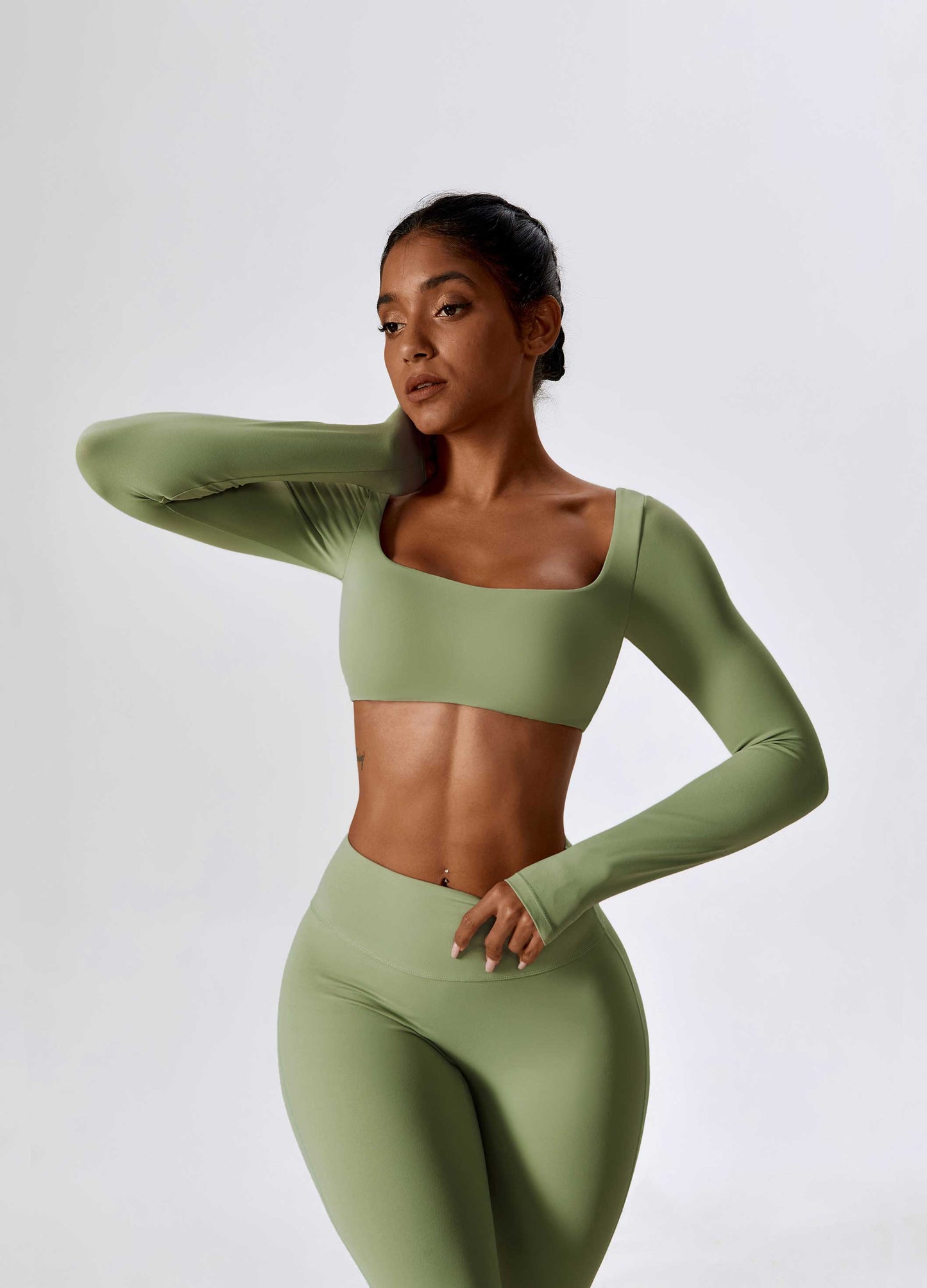 HR8232-2-Sexy long-sleeved yoga suit, outdoor running sports T-shirt, quick-drying tight fitness top