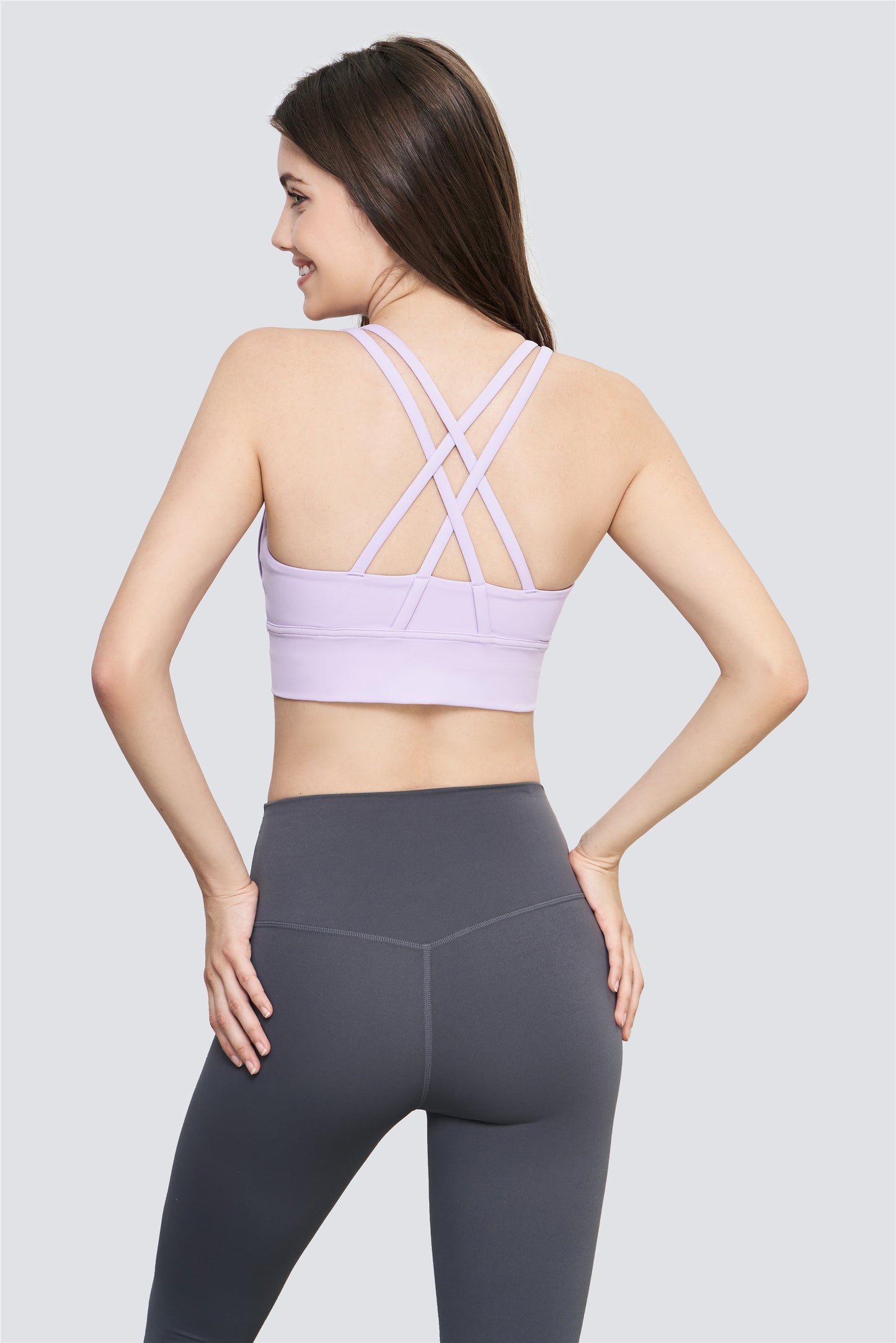 WX1249-NULS Yoga Top Fitness bra Amazon Nude Yoga vest Cross Back Sports underwear female summer