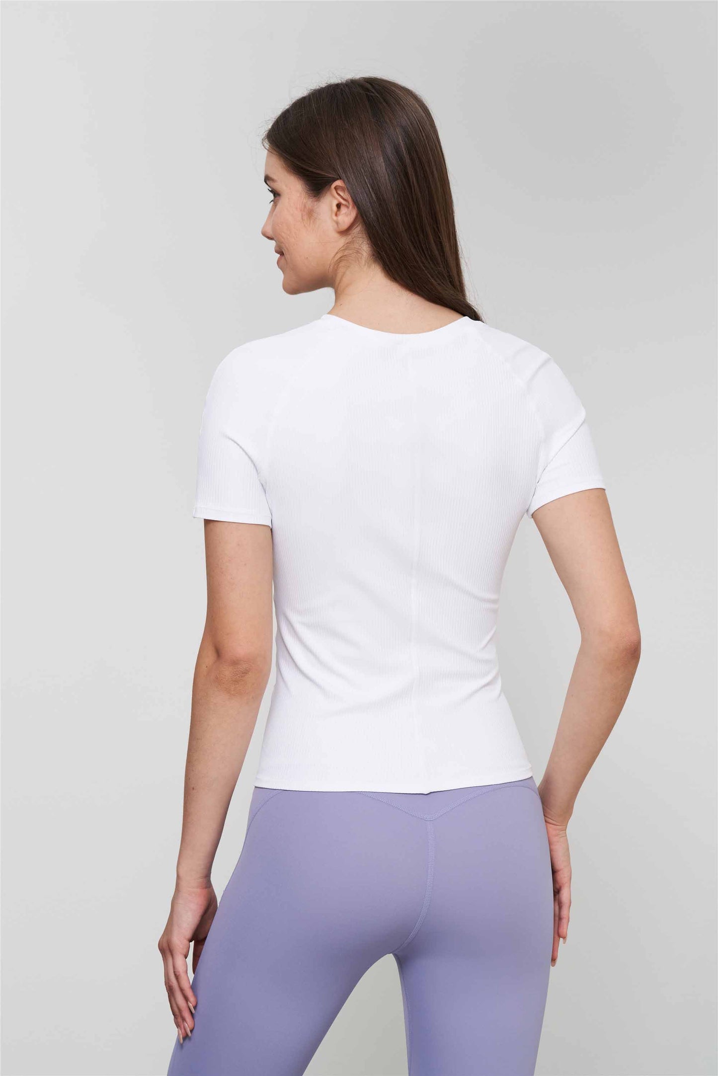 TX1548-Nuls ribbed nude Yoga short sleeve Love new round neck fitness T-shirt women's tight waist yoga top