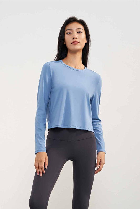 CX1580-LNU light naked sense round neck loose yoga T sleeve short open yoga long sleeve women comfortable wearing sports jacket