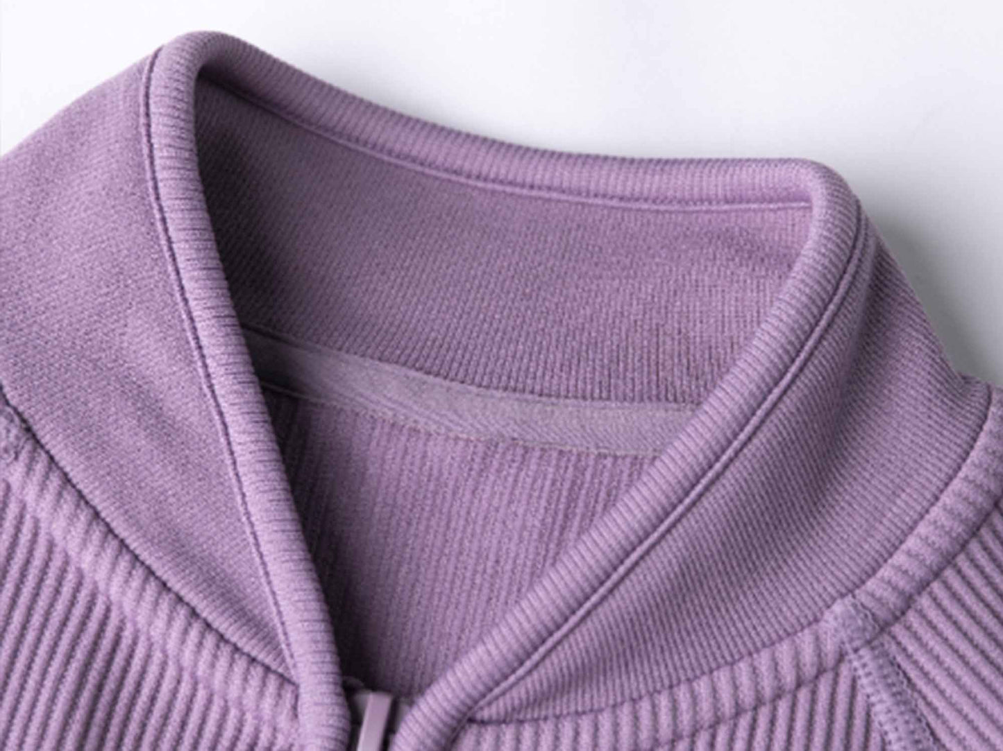 WT1622-Autumn and winter new rib knitted yoga coat women slim zipper top baseball collar casual sports shirt