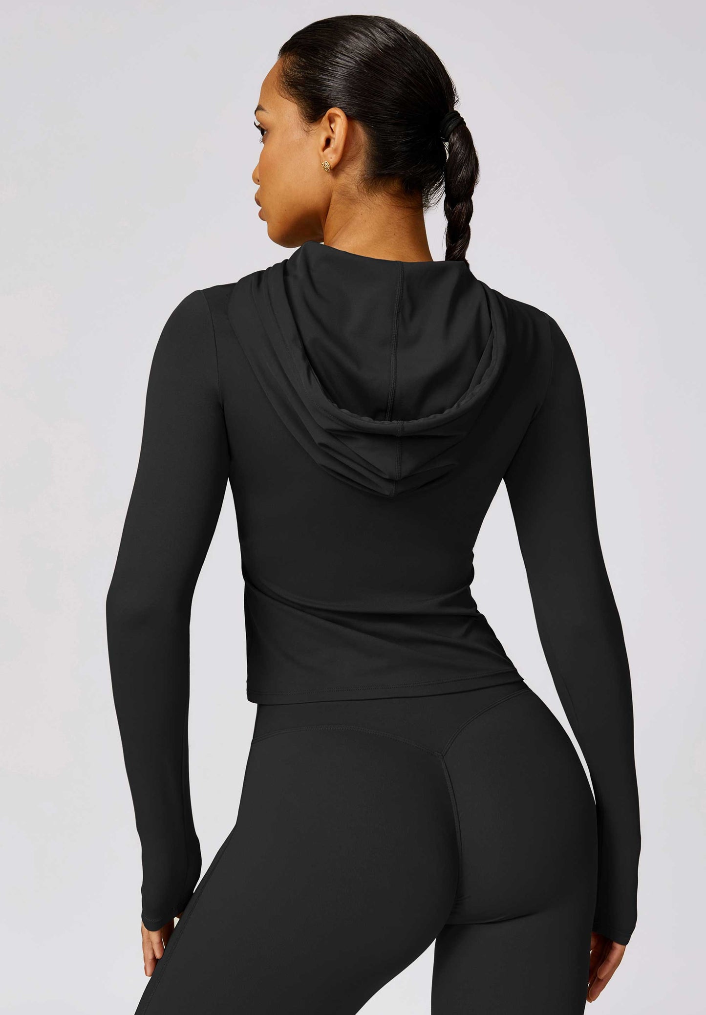 HR8579-2-Hooded quick-drying long-sleeved yoga suit, warm and casual fitness clothing, tight-fitting T-shirt for sports and running