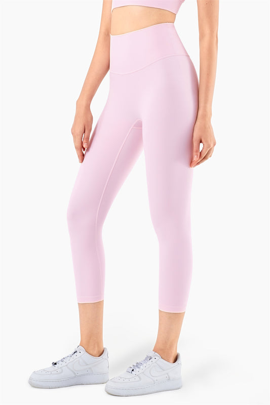 QK1242-NULS new European and American peach butt fitness pants One piece no embarrassment line high waist tight seven points nude yoga pants