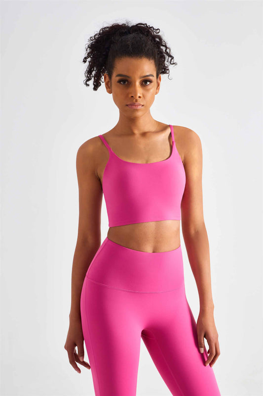 WX1418-LC Lycra nude sports underwear Women's summer fitness top wear bra halter vest beauty back yoga bra