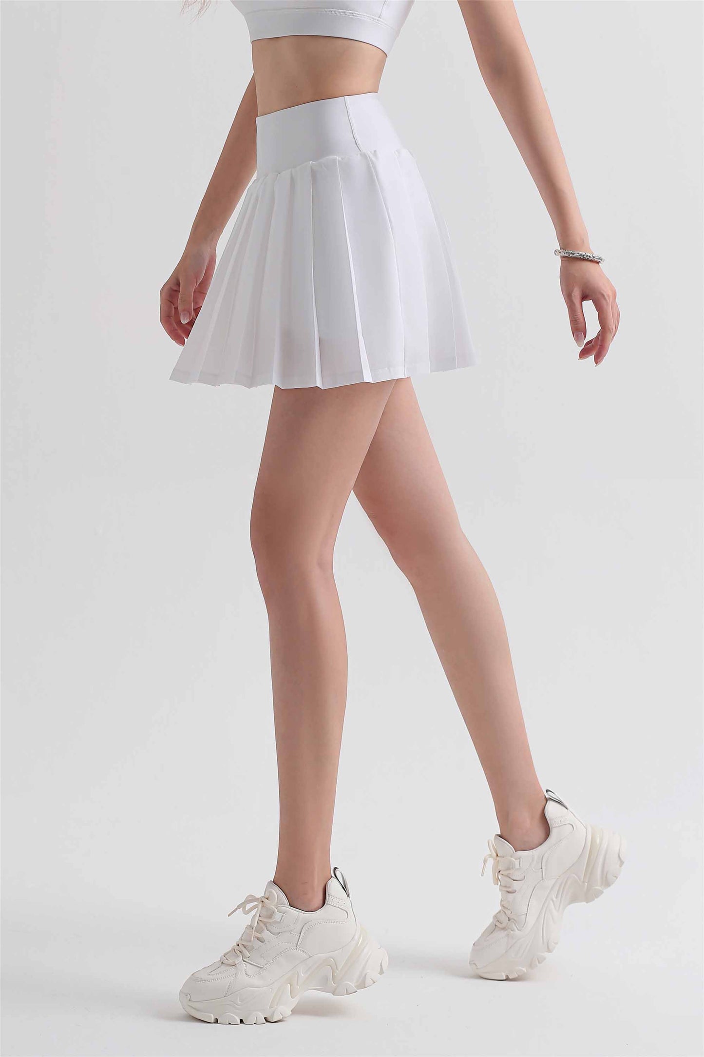 DQ1472-Lycra pleated yoga skirt anti-slip badminton tennis skirt integrated fitness running sports skirt