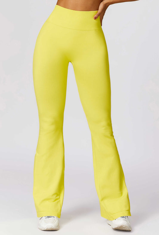 HR7502-2-Wide-leg seamless hip-lifting yoga flared pants, high-waisted slightly flared casual sports pants for tummy control