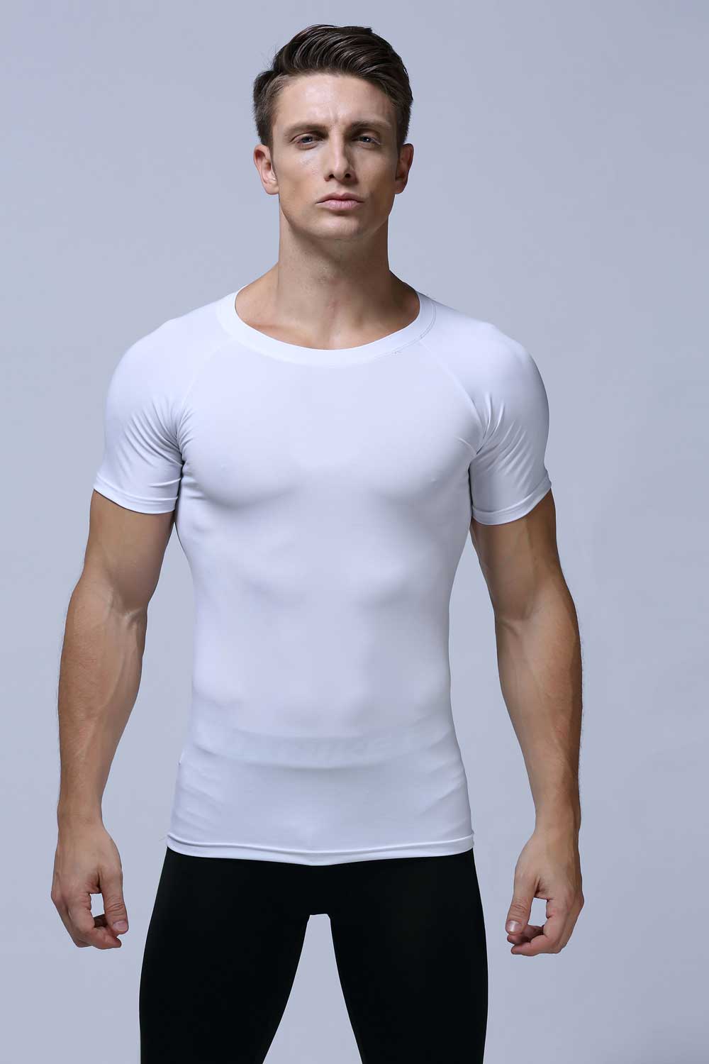 HRABW04-Summer outdoor basketball running training tight fitness sports short sleeve quick drying T-shirt men quick drying shirt