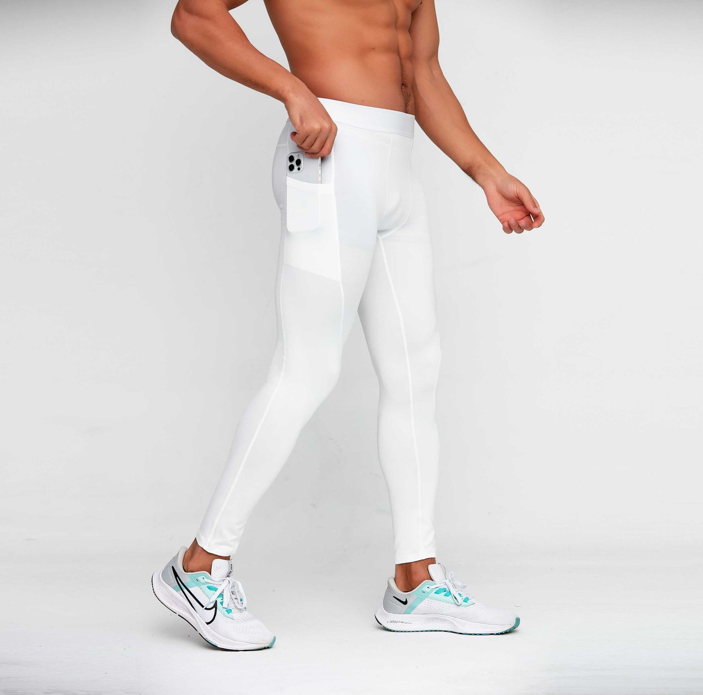 HRYTG1005-Men's leggings Fitness running training pants Cross-border breathable quick-drying stretch side pocket leggings