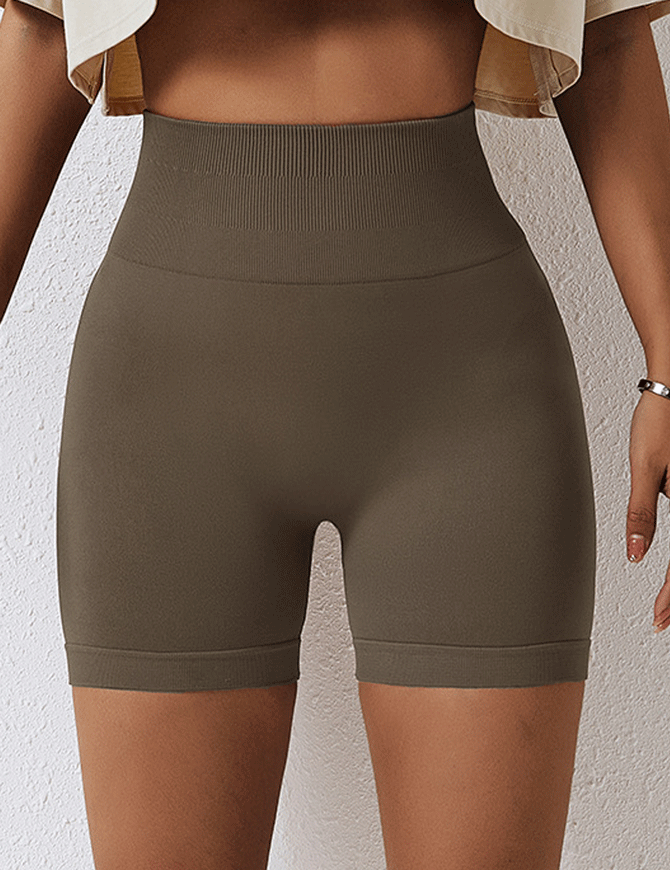 HR6363-European and American seamless yoga shorts, high-waisted fitness pants, tight running shorts for women