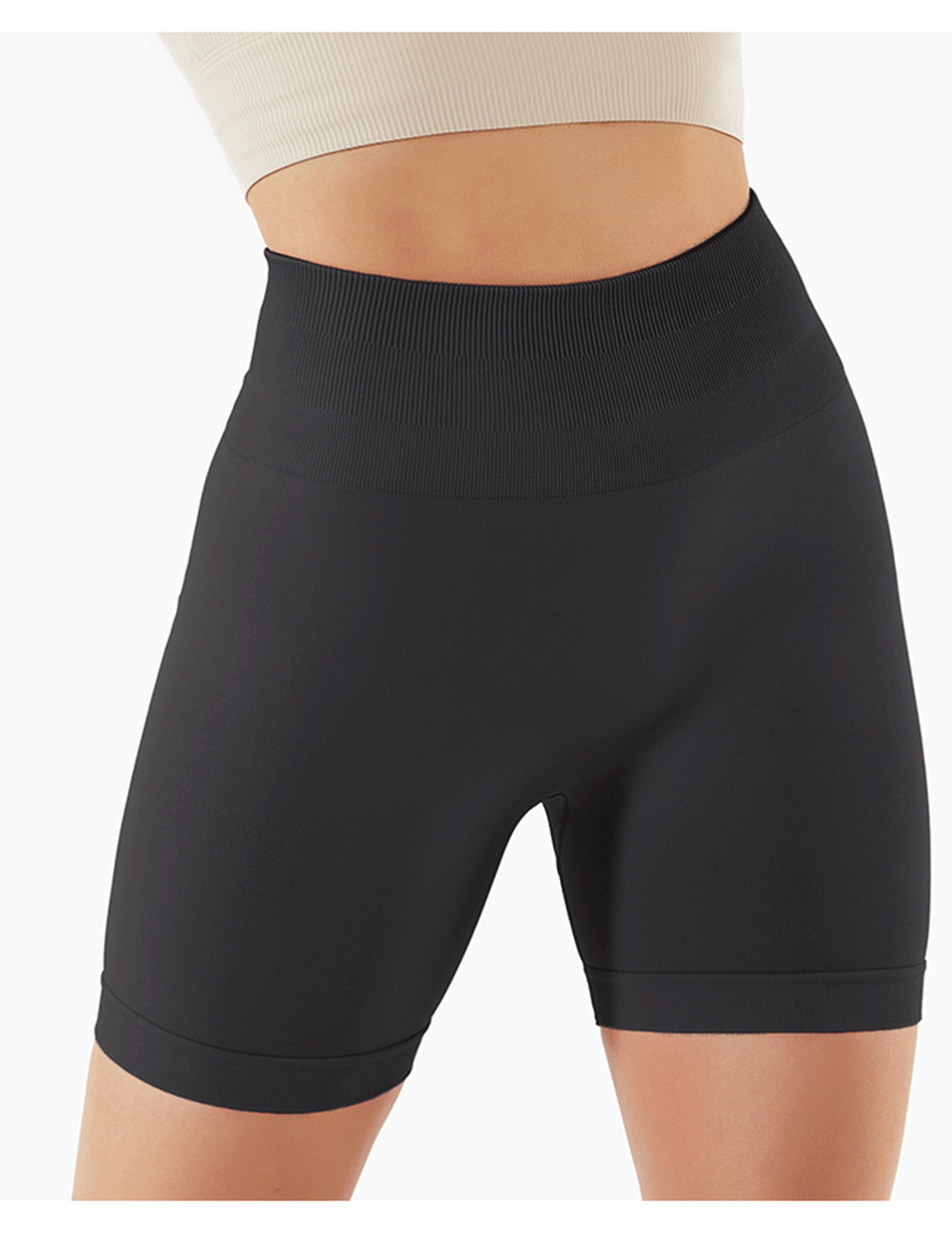 HR6363-European and American seamless yoga shorts, high-waisted fitness pants, tight running shorts for women