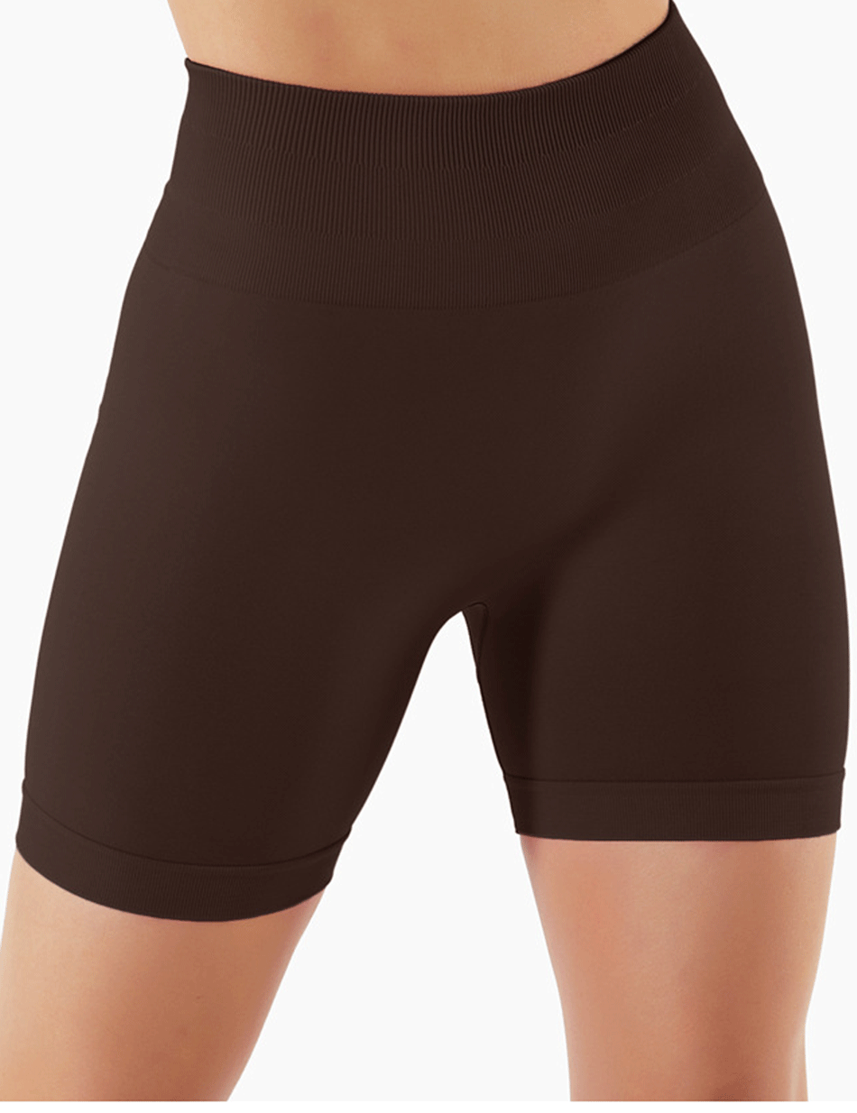 HR6363-European and American seamless yoga shorts, high-waisted fitness pants, tight running shorts for women