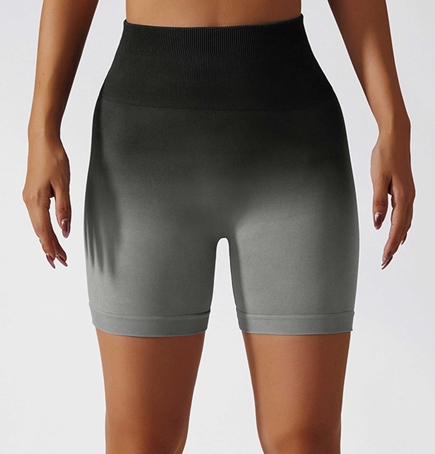 HR6406-European and American gradient seamless yoga shorts, breathable and tight-fitting sports shorts for women, high-waisted elastic butt-lifting fitness pants